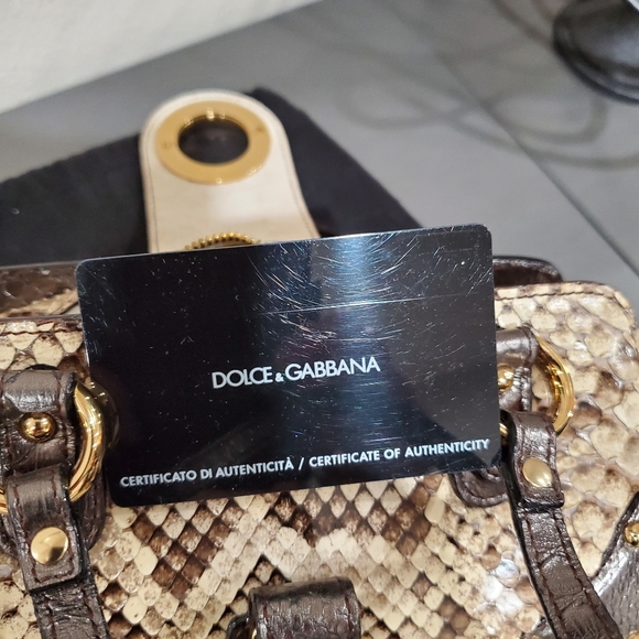 Genuine Python Dolce and Gabbana vitello corrida beige mini python clutch - Picture 13 of 16